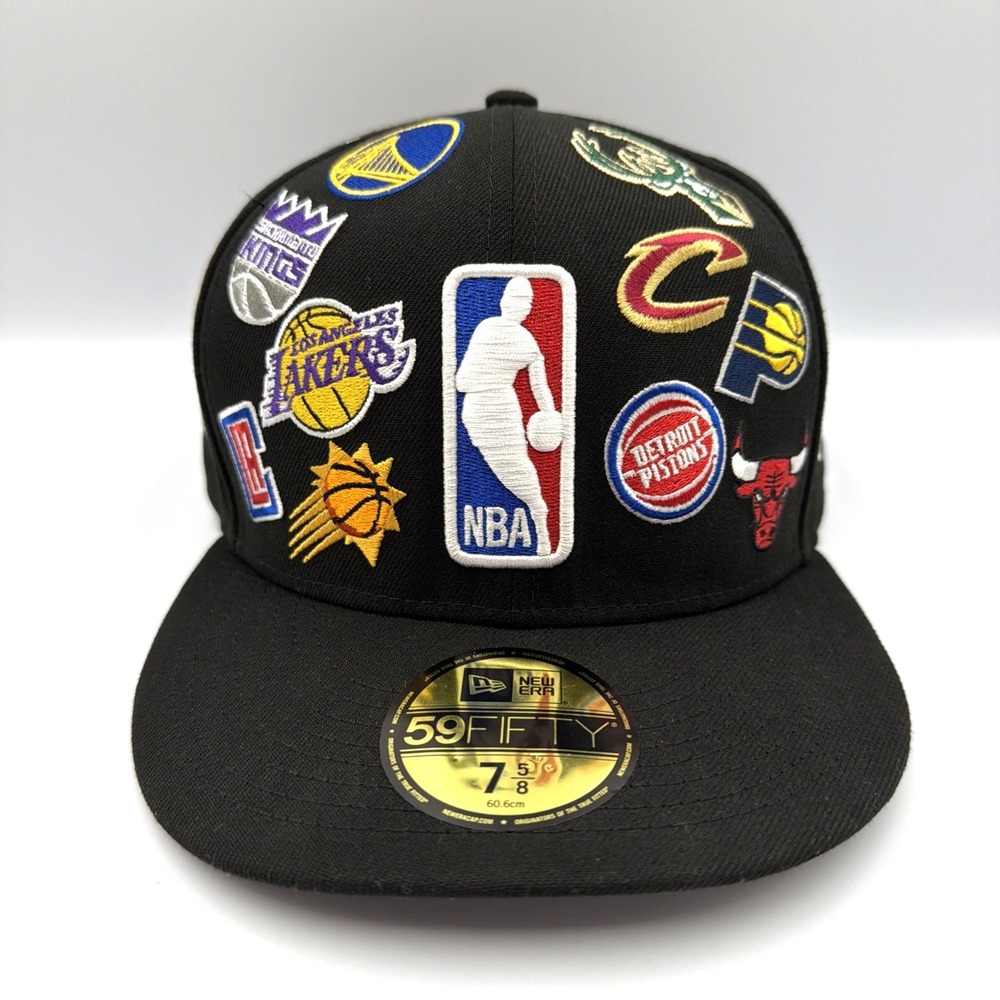 NBA 2024 All Star Game All Over Logos New Era 59FIFTY Fitted Hat - 7 5/8 NEW